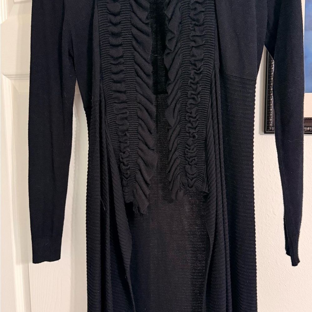 Elegant Black Women's long sweater cardigan